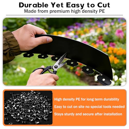 ESOHOT 4 inch Tall Landscape Edging Kit 80FT Garden Edging with 150 Spikes for Lawn Edging and Flower Beds (Black, 80FT) by ESOHOT - Image 5
