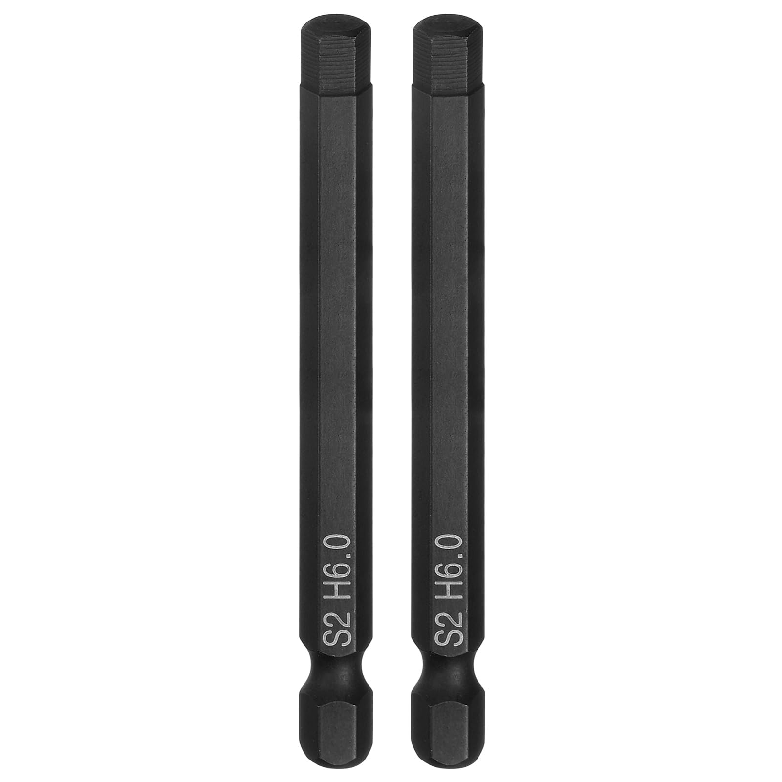 sourcing map 2pcs Flat Hex Head Drill Bit H6.0 (6mm) Magnetic Tip 1/4" Hex Shank 75mm (3") Long S2 Steel Metric Hexagonal Screw Driver Screwdriver Bits Wrench Socket, Black