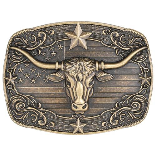 Flipslo Cowboy Belt Buckle for Men Longhorn Bull Belt Buckles Men Vintage Texas Buckle for Women Cowboy Cowgirl Belt Buckle