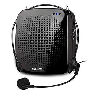 Draagbare spraakversterker, SHIDU S511 Mini-spraakversterker met bekabelde microfoon Headset Oplaadbare draagbare microfoon en luidspreker PA-systeem voor docenten, zingen, klaslokaal, gids, ouderen, yoga