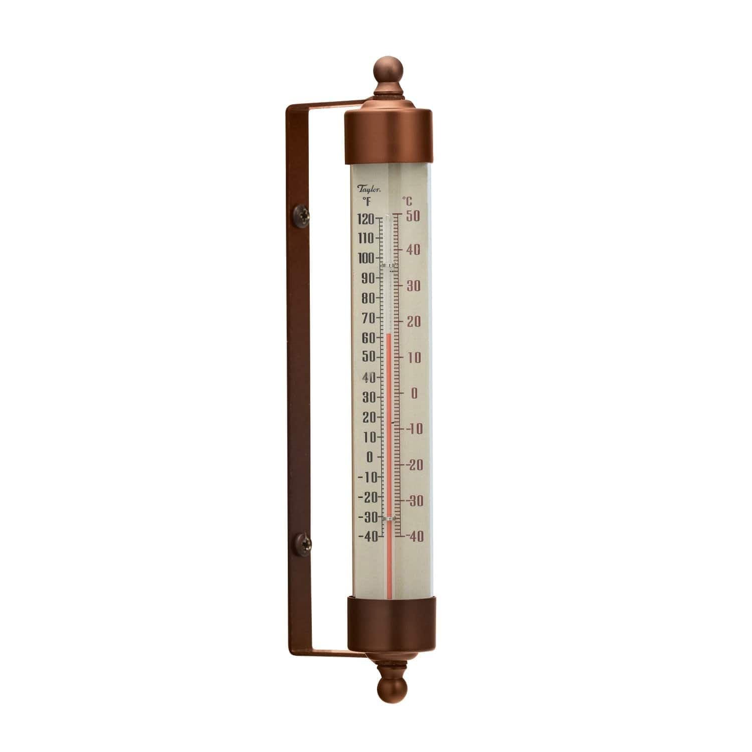 Taylor Precision Products 483CR Heritage Long Glass Tube Thermometer, 7.5", Copper