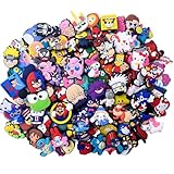 Ella & Emma 50Pcs Cute Cartoon Anime Mixed Shoe Charms Pins for Boys Girls, Kawaii Shoes Charms Pack for kids, Shoe Decoration Accessories, Party Favors Gifts (50pcs Cartoon Characters Mixed)