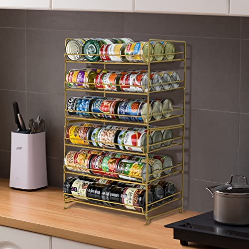 2 Pack- Sufauy Can Rack Organizer, Stackable Can Storage Dispenser Holds Up To 72 Cans For Kitchen Cabinet Or Pantry, Gold #TOP1