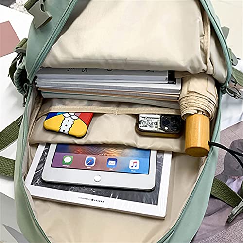Aomoon Kawaii Backpack Lovely Pastel Rucksack For Teen Girls Aesthetic Student Bookbags With Kawaii Pin And Cute Accessories (Green-C) #TOP1