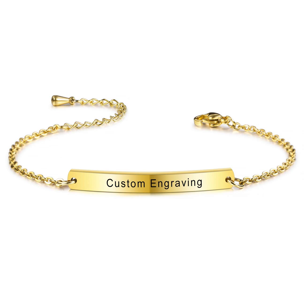 MeMeDIYPersonalized Bracelet Customized Engraving Name/Date/Coordinates for  Women Girlfriend Best Friend Stainless Steel Ankle Link Birthstone Bar