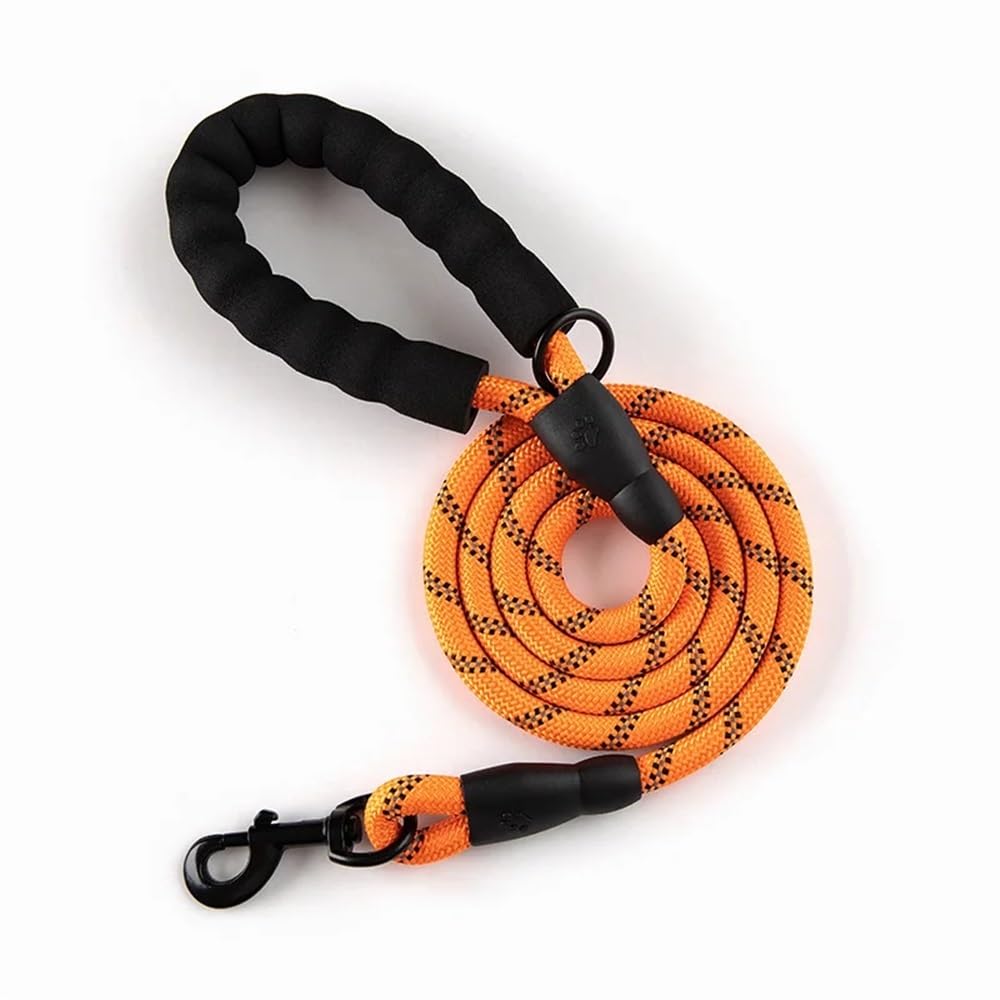 Longe pour chien orange réfléchissante et laisse forte pour grand chien de compagnie