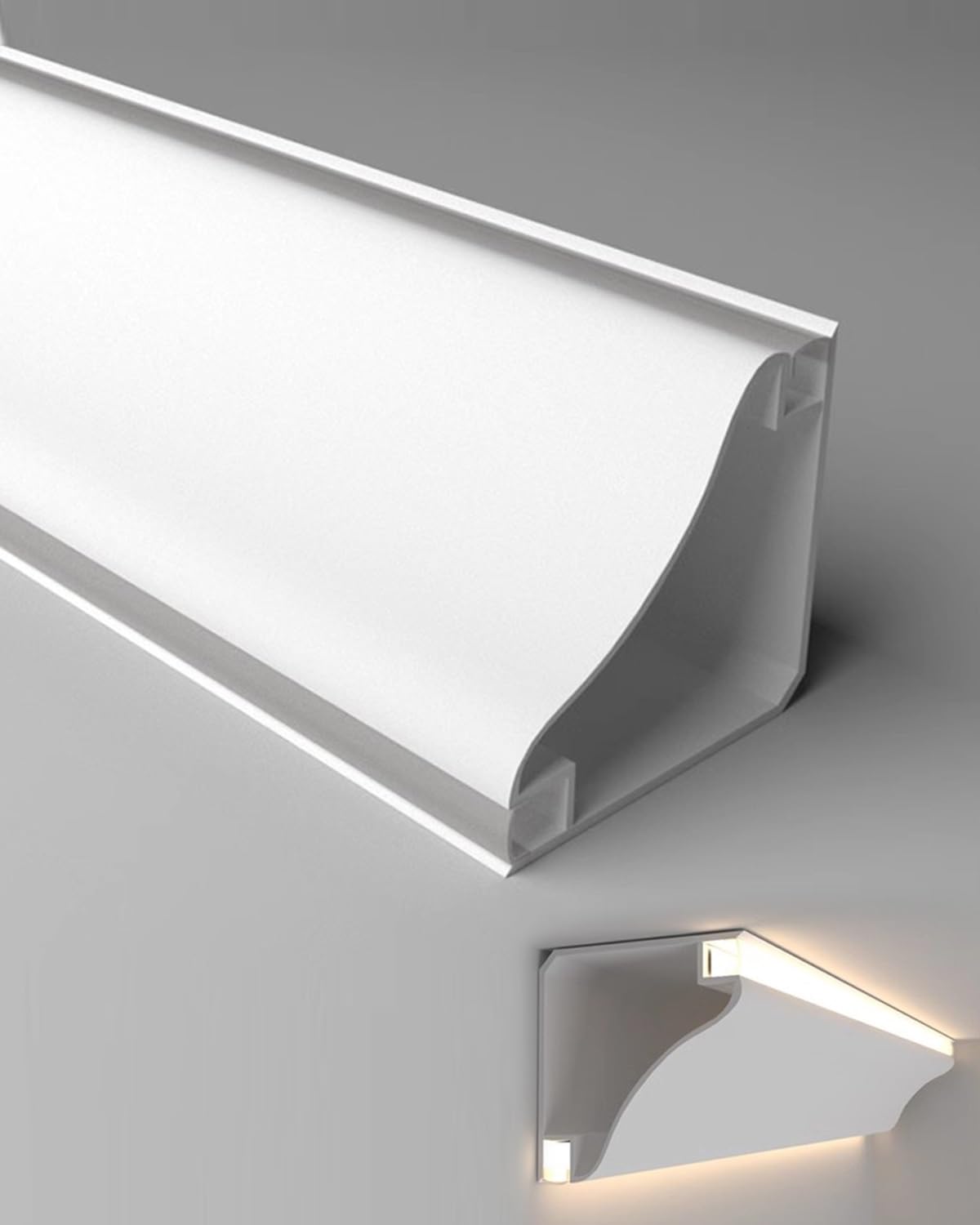 Generisch Oświetlenie sufitowe i ścienne LED z dyfuzorem do teatru/korytarza/hotelu, listwa ozdobna do ukrycia kabli, profil kanału wewnętrznego, 1-10 m (50 cm/19,7 cala/1,6 stopy)