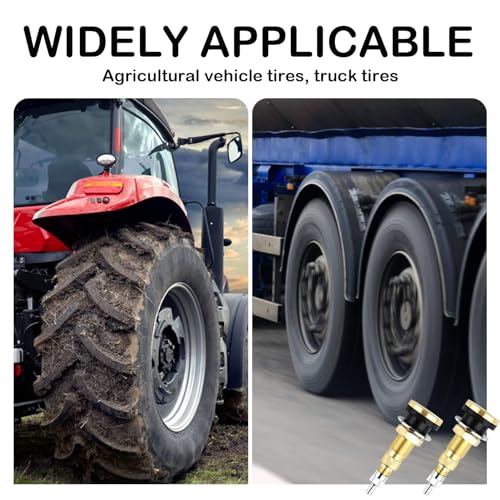 Image of TR618A Tubeless Air Liquid Tractor Valve Stem, Metal Heavy Duty Valve Stems Replacement for for Tubeless Tire Industrial Agricultural Wheels Tire Ballast (2pcs)