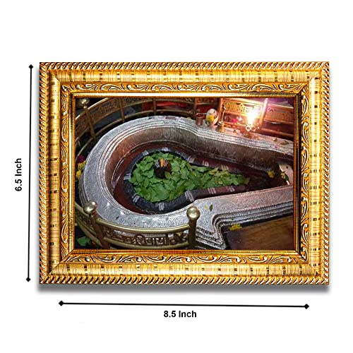 Image of Hawai Lord Bhima Shankar Jyotirlinga Home Decor Worship Use Wall Hanging Wooden Photo Frame, 8.5x7inch, SFDI297 GLD FRM GRP