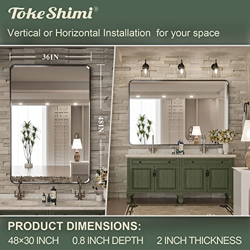 Tokeshimi 48 X 36 Inch Black Bathroom Vanity Mirror With Non-Rusting Aluminum Alloy Brushed Matte Metal Frame For Modern,Minimalist,Farmhouse Home Decor (Horizontal/Vertical) #TOP4