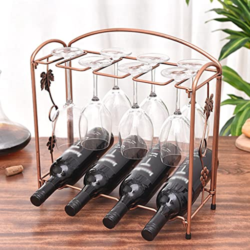 Soporte de vino de hierro para mesa 4 botellas miniatura 6