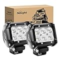 Nilight Led Pods 2Pcs 18W 1260LM Flood Led Off Road Lights Super Bright Driving Fog Boat Lights Led Work Light Bar for Trucks Pickup Golf Cart SUV ATV UTV 4x4 Van Camper,2 Years Warranty