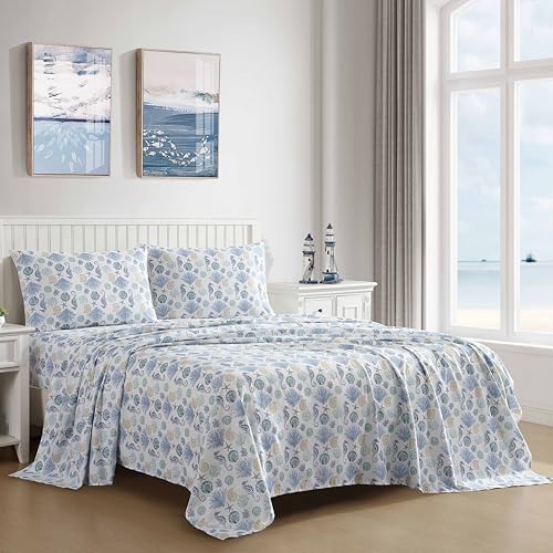 Beatrice Home Fashions Coastal Print Microfiber Sheet Set, Soft, Comfy, 12" Deep Pockets, Twin, Briella by Beatrice Home Fashions - Used condition - Image 3