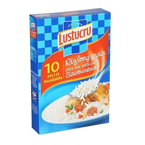 Lustucru Arroz de grano largo, 10 minutos, sin pegamento, suelto, 900 g, 4 unidades