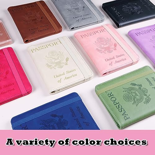 Image of Melsbrinna Premium Leather Passport Holder Covers Case, Waterproof Rfid Blocking Travel Wallet Passport Holder with Pen Holder, Cute Passport Book for Women /Men