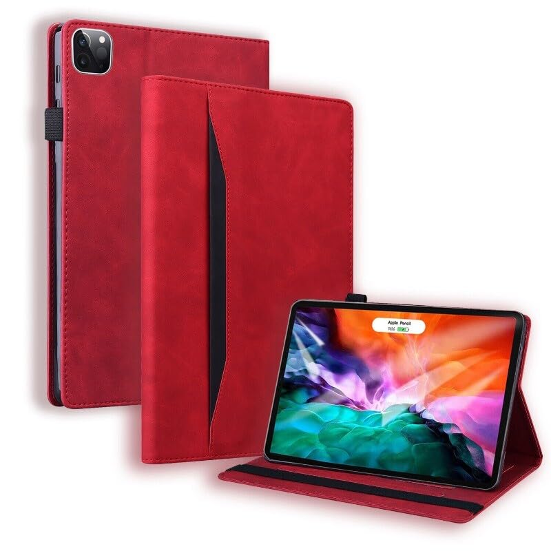 Étui iPad Air 13 pouces M2 rouge housse portefeuille antichoc en cuir avec support intelligent
