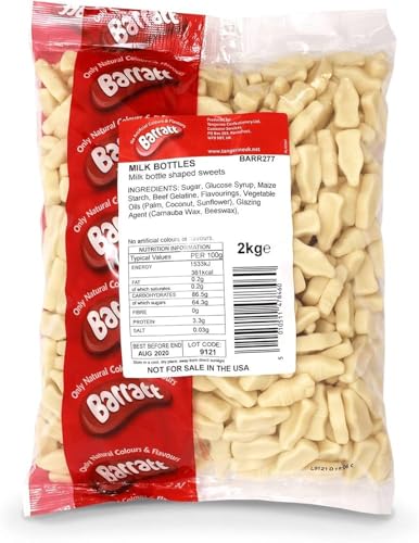 2kg Barratt Milk Bottles - Classic Retro Sweets Chewy Dairy-Flavored Candies Bulk Pack for Parties & Sharing