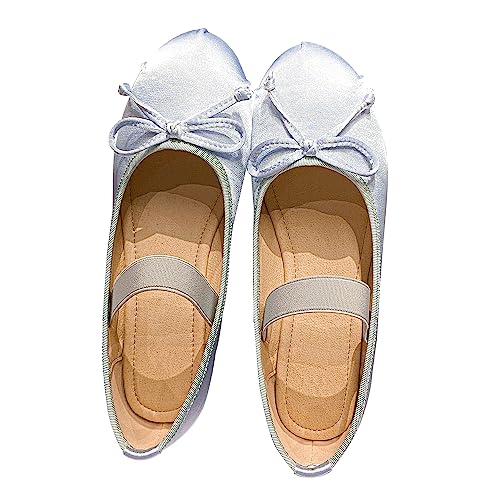 JiangWei Shu Women Satin Bow Knot Ballet Flats Female Slip On Dress Party Shoes4
