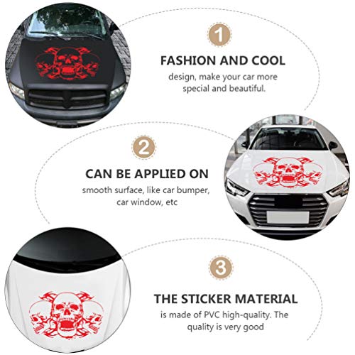Garneck Skull Car Decal Horror Three Skulls Car Hood Decal Halloween Car Sticker Hood Decor Accessories For Universal Car Vehicle Truck Suv Red 60X39Cm #TOP7
