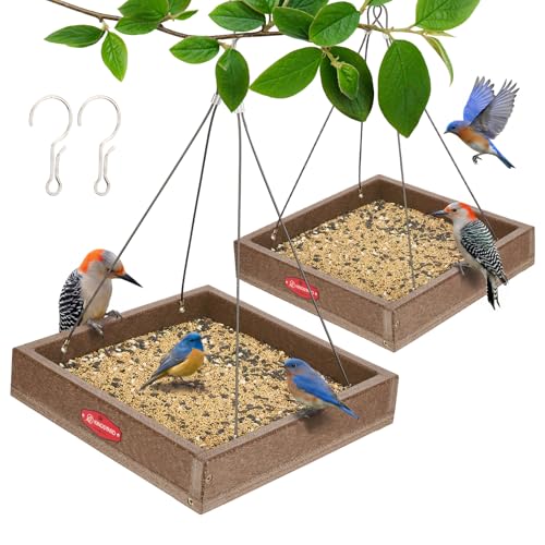 Kingsyard Platform Bird Feeder Tray (2 Pack) – Durable Recycled Plastic & Metal Mesh