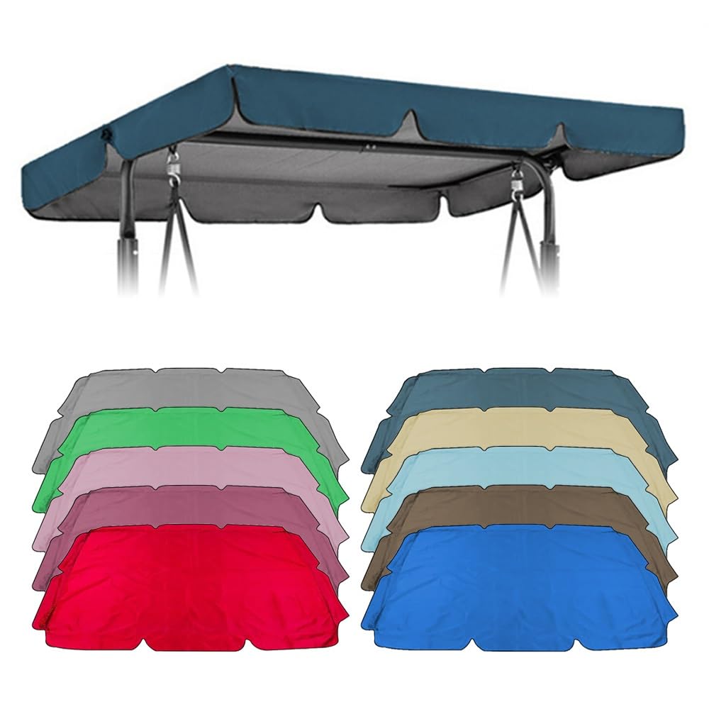 SMCMGECEUZ Universal Swing Canopy Replacement Garden Swing Chair Canopy Replacement Top Cover, Waterproof Top Cover For Patio Swings 56x47 65x45 75x52 77x49in(Navy blue,195x125cm(77x49in))