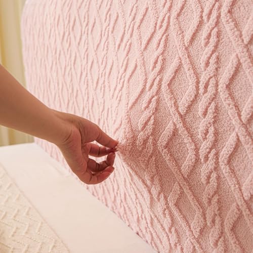 Image of HOMETHREADS Stretchable Lycra /Velvet Headboard Cover | Soft, Dust-Proof & Wrinkle-Resistant Bed Back Protector | Fits Leather, Wooden & Fabric Bedsides | for 5ft to 6.5ft Beds (Pink, 175x65cm)