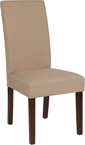 Miniatura 23 de Flash Furniture Greenwich Series - Juego de 2 sillas de comedor Parsons de mediados de siglo con parte trasera tapizada de LeatherSoft beige Beige