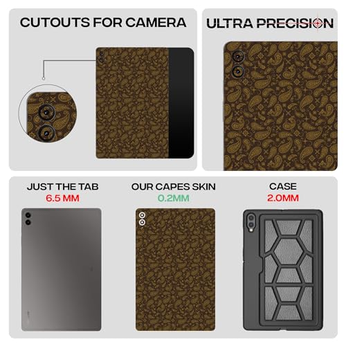 Image of Capes Tablet Skins Compatible with Samsung Galaxy Tab S9 FE Plus | Ultra-Thin Protective Film | Anti-Scratch Vinyl Decal Skin | Not Case /Cover (Brown Paisley, Back Skin)