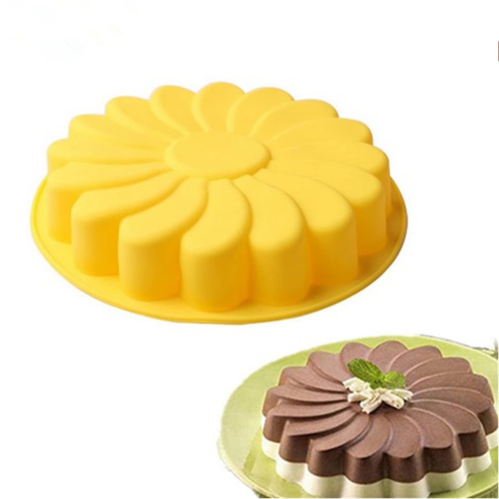 RoseFlower 3D Large Silicone Flower Shape Cake, Large Silicone Shaped Mold, Flower Shape Mousse Cake, Chocolate Dessert, Baking Pastry Molds, Jelly, Bread Mould, Non Stick Bakeware Accessory