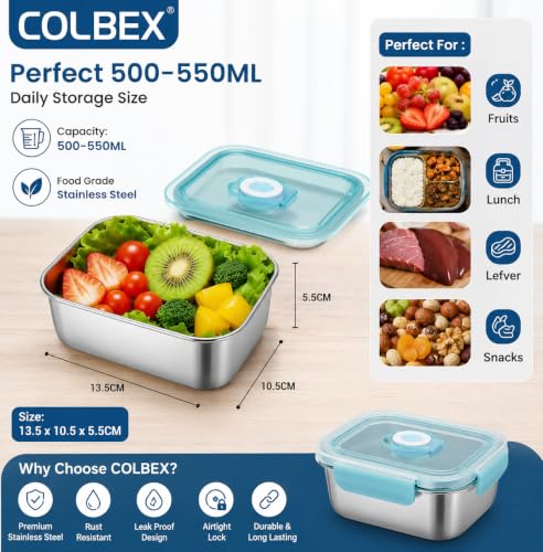 Image of Stainless Steel Food Storage Containers with Lids, Leakproof, Oven & Freezer Safe, Meal Prep & Lunch Boxes, Snack Container, Reusable Meal Prep Boxes, School, Office, Picnic (5)
