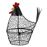 MAGICLULU Cesta para Huevos Creativa de Alambre Negro Cesta de Cocina Compacta Diseño de Gallina Porta Huevos para Almacenar Alimentos Frescos Hogar Funcional
