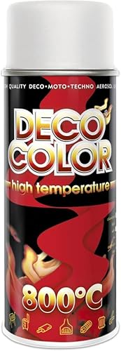 DECO COLOR Heat Resistant Spray Paint HIGH Temperature STOVES EXHAUSTS BBQ VHT XHT (White)