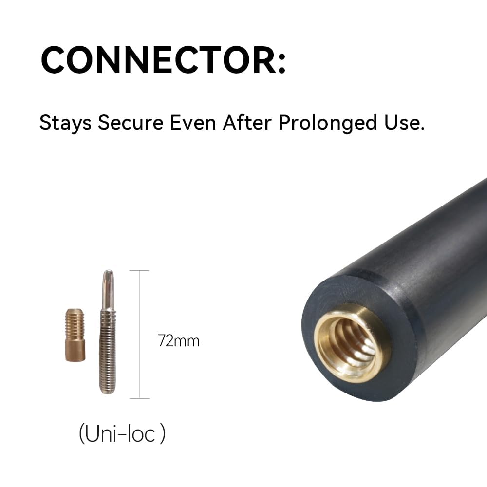 EAGLEKING Stecca da biliardo professionale in fibra di carbonio – solo asta, 736,6 mm, 115 g, stecca da biliardo con punte da 11,8 mm/12,5 mm/13 mm, cono super sottile per mirare e coerente