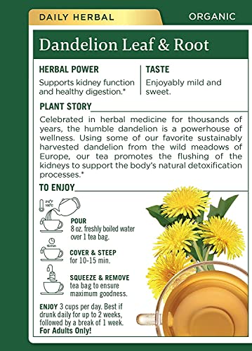 Traditional Medicinals Tea, Organic Dandelion Leaf and Root Tea, 16 Bags (Pack of 2)