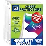 Samsill 50 Pack Heavy Duty Sheet Protectors, Non-Glare, 8.5x11 Inch Page Protectors for 3 Ring Binder, Letter Size Protectors with Reinforced Holes, Non-Glare Protector, Top Loading, Acid Free