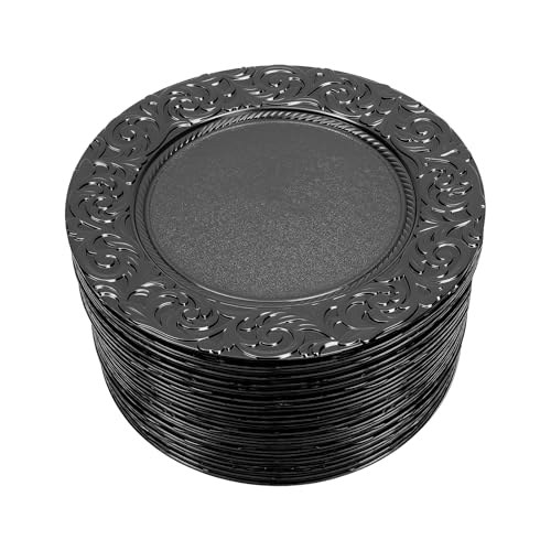 Platos cargadores redondos negros 33 cm 100 unidades miniatura 1
