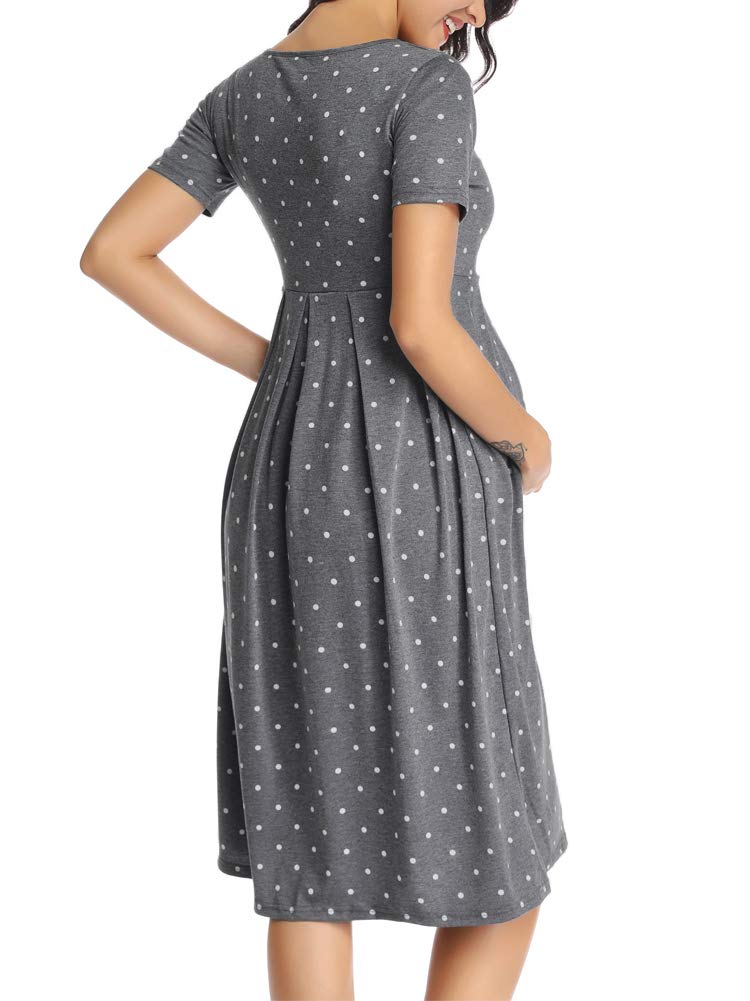 Vestido de maternidad de manga corta para mujer, casual, acampanado, vestido midi para embarazada