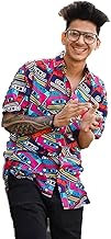 RK HUB Men's Digital Print Rayon Casual Shirt (X-Large, Radio VII)