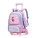 Produktbild SCBJB Student Trolley-Rucksack, 6-Rad-Schultasche aus wasserdichtem Nylon mit Multifunktionsdruck und großem Fassungsvermögen für Grundschulmädchen, als Geschenk für Kinder geeignet-Pink