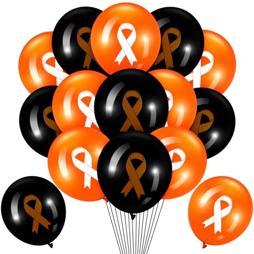 Image of Hungdao 100 Pcs Orange Ribbon Awareness Balloons Leukemia Kidney Cancer ADHD Multiple Sclerosis Hunger Awareness for Public Activity Charity Fundraiser Supplies