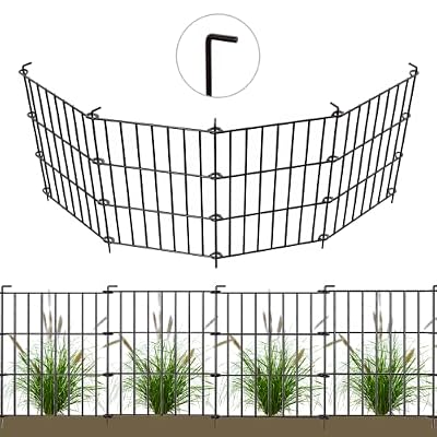 Decorative Garden Fence 19 Pack - 17 in (H) x 20.68 ft (L) No Dig Dog Animal Barrier Rabbit Fence Rustproof Metal Wire Panel Border, Animal Ground Stakes Fencing for Garden, Patio