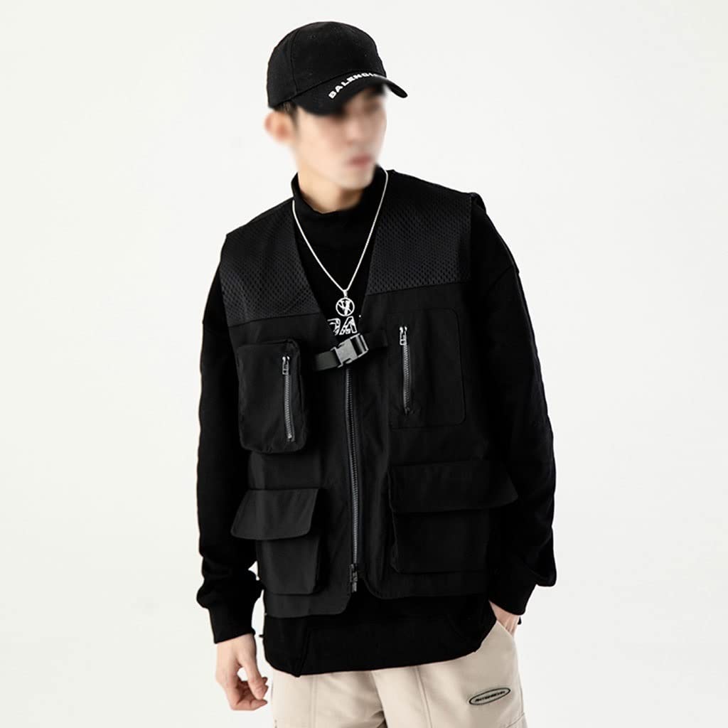 Gilet Thermique Hommes Multi-Poche Gilet Vest de Plein air Veste de Pêche Camping Voyage Voyage Vêtements de Vêtements Vêtements Léger Respirant Golf en Plein air (Color : Black, Taille : X-Large)