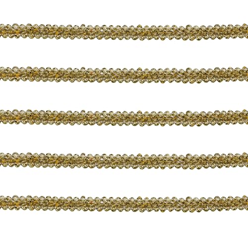 Tibaoffy Long 22 Yard Wide 8mm/0.31nch Centipede Ribbon Trim Lace Gimp Braid Decorated Lace for DIY Craft Sewing Fabric, Crafts and Sewing（Golden）