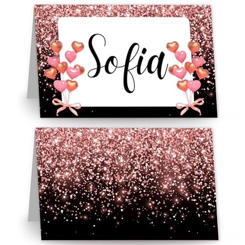 Marque Place Rose, 50 sets Cartes de Table élégant Les Anniversaire 18 Ans, Porte Nom Table de Réceptions Fêtes Evénements Cérémonie, Decoration Mariage...