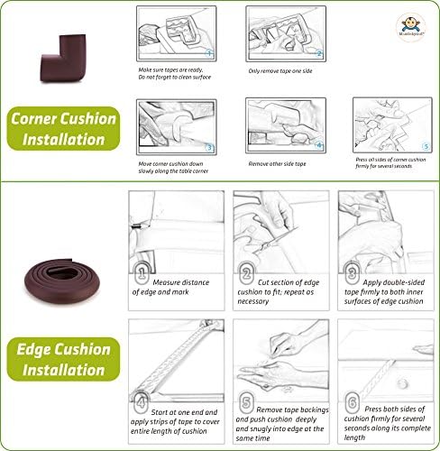 Edge & Corner Guards for Kids - Premium High Density Baby Proof Table Protector-Corner Cushion and Edge Safety Bumpers(6.5ft+6Corners, Brown)