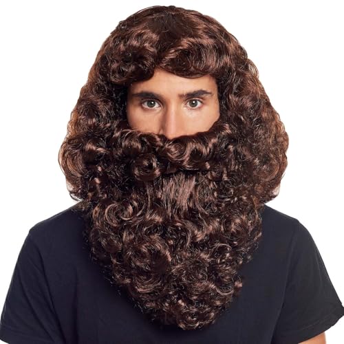 Peluca y Barba Castaña Rey Mago Gaspar Accesorio Disfraz   Pelucas de Disfraces