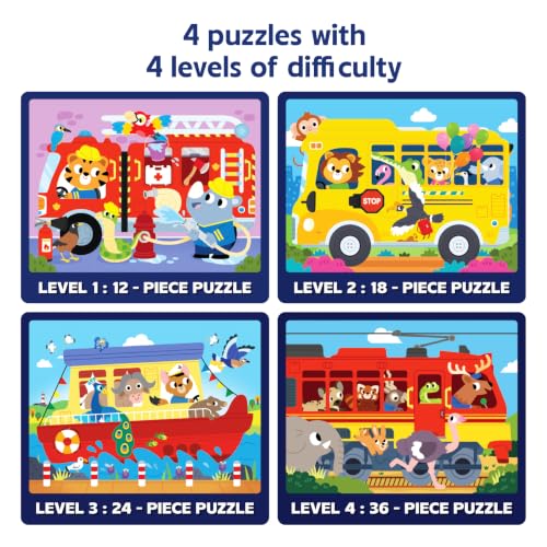 Image of Superplay My Vehicles Puzzle Set for Kids | Progressive Jigsaw Puzzles, Preschool Learning Travel Toy for Boys & Girls, Gift for Ages 4, 5, 6, 7 & 8