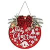 Homcdaly merry christmas welcome sign red 12x12x08 inches wooden hanging sign christmas decoration  urban country home decor
