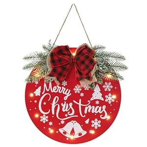 Homcdaly merry christmas welcome sign red 12x12x08 inches wooden hanging sign christmas decoration  urban country home decor