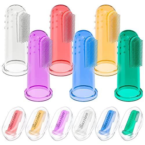 Image of Baby Toothbrush Set, 6 Pcs Soft Infant Finger Toothbrush with 6 Boxes, Newborns Toddler Silicone Baby Tooth Brush 0-6 Months 6-12 Months